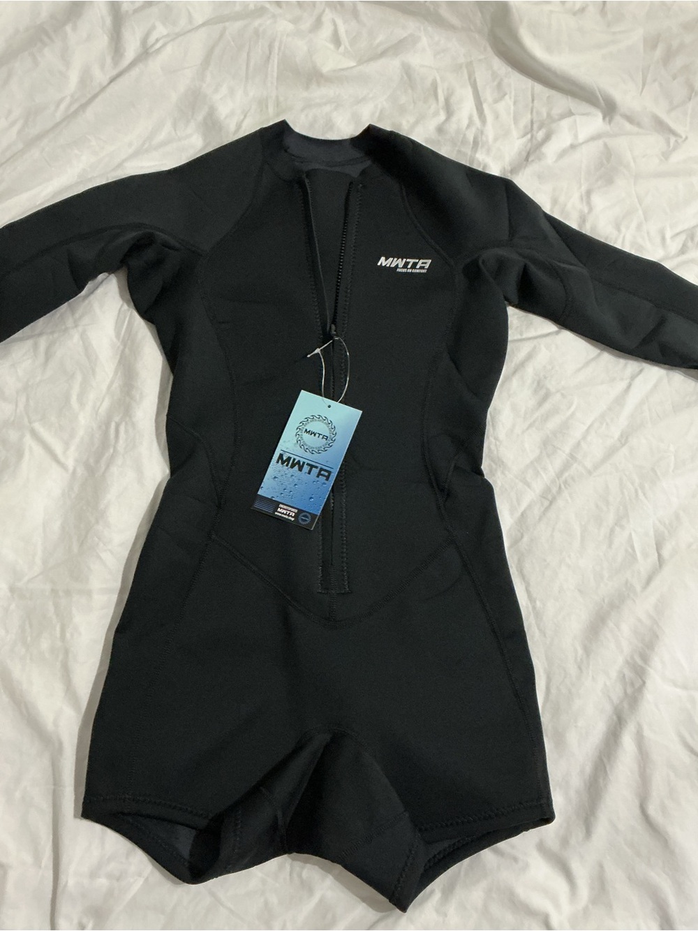 NWT MWTA 2mm Neoprene Front Zip Black Shorty Long Sleeve Wetsuit Size 8